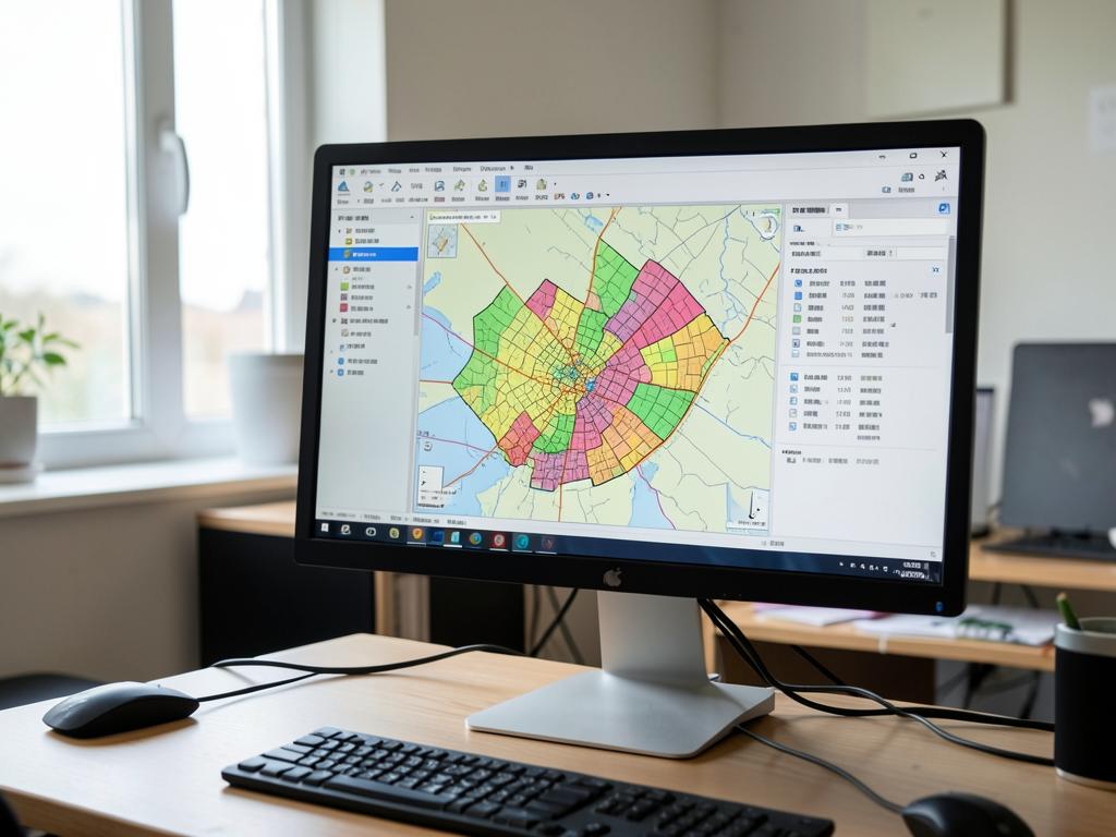 Logiciel SIG affichant une cartographie cadastrale